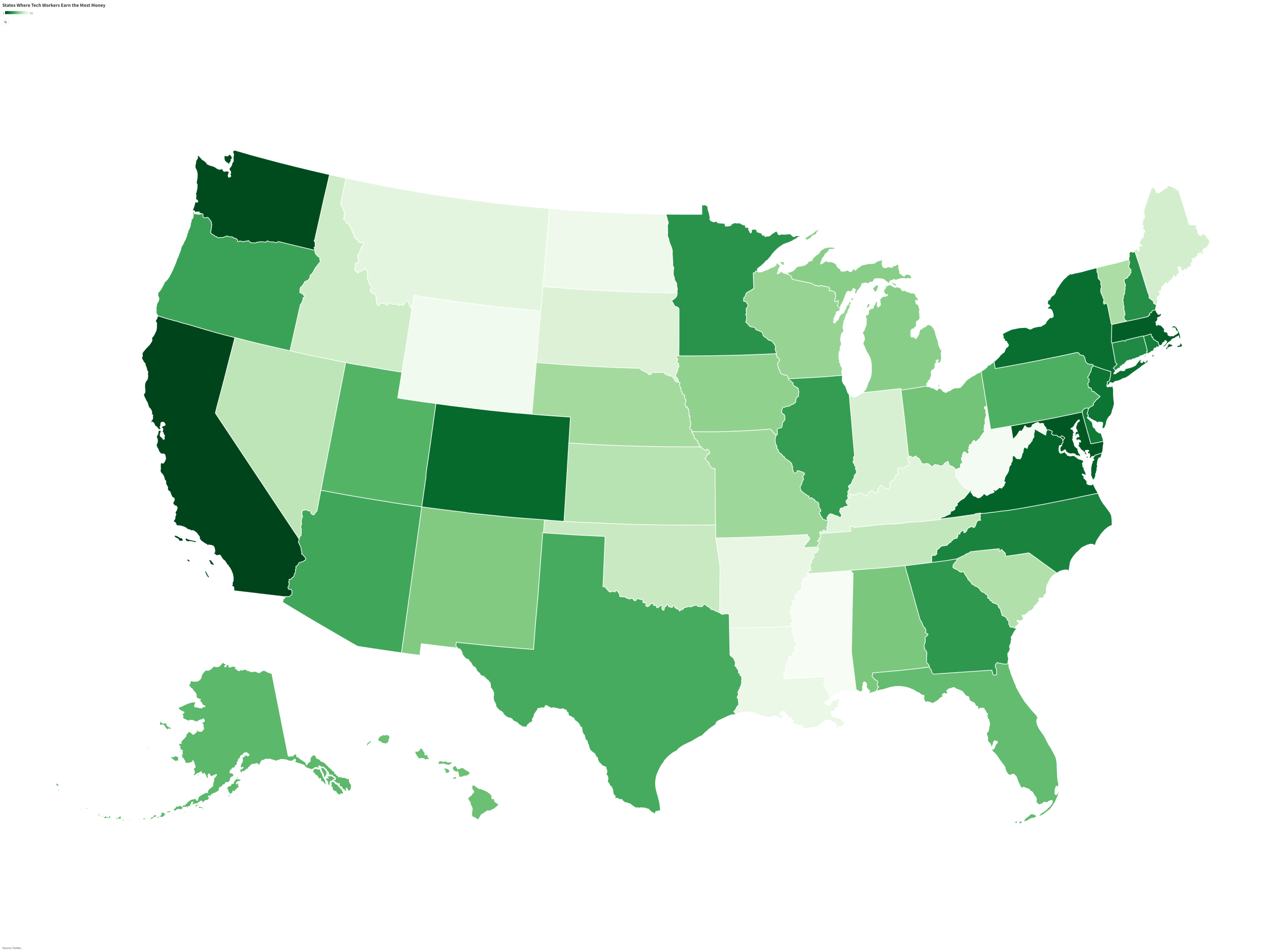 Map Shows Where Tech Workers Earn the Most Money